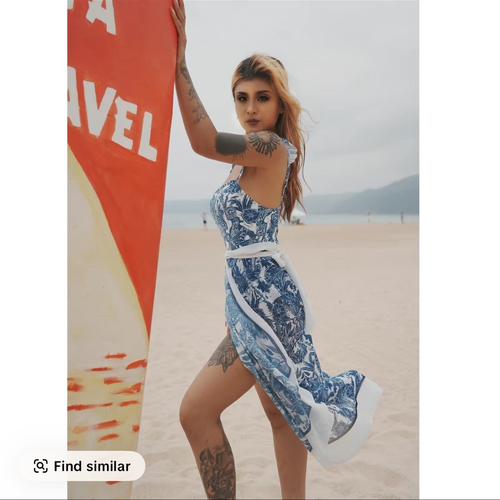 Blue Floral One-Piece Swimsuit